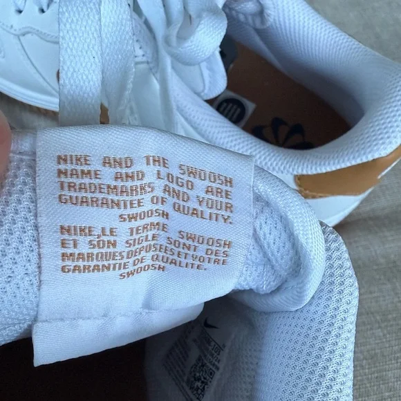 Nike Air Force 1 White and Flax Sneakers - Picture 8 of 9